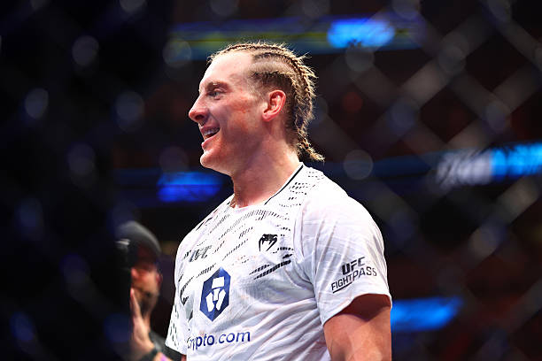 MIAMI, FLORIDA - APRIL 12: Paddy Pimblett of England reacts after defeating Michael Chandler of the United States by TKO in a lightweight fight during UFC 314 at Kaseya Center on April 12, 2025 in Miami, Florida. (Photo by Megan Briggs/Getty Images)
