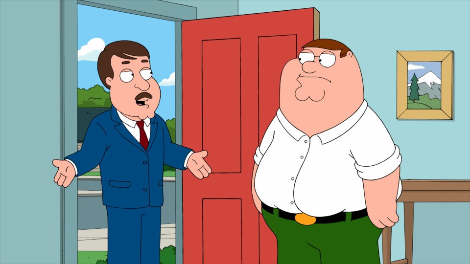 Illustration of Peter Griffin and another man from Family Guy.