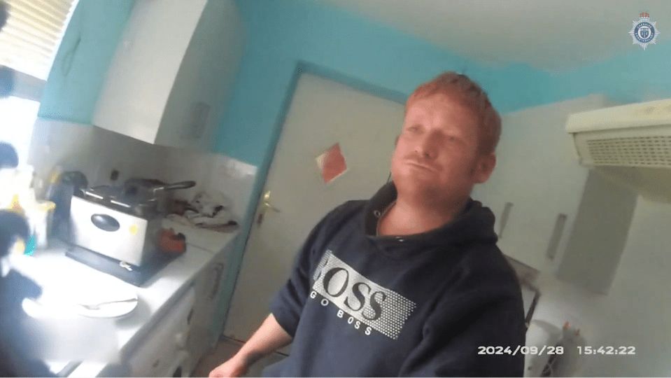 Man in a kitchen wearing a Boss hoodie.