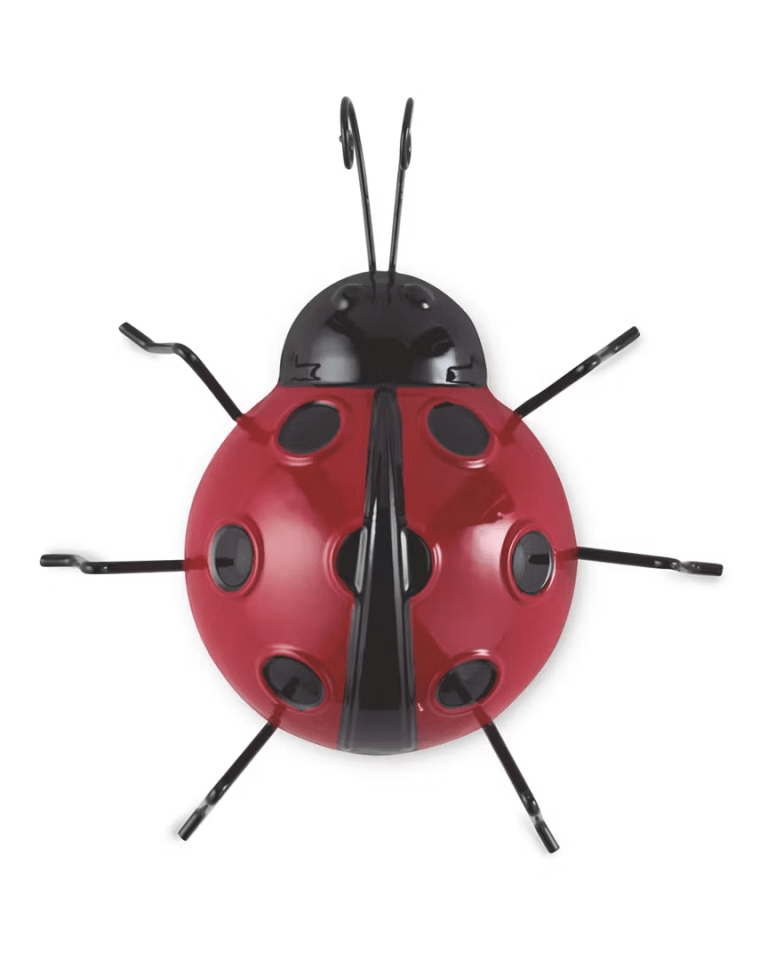 Metal ladybug wall decoration.