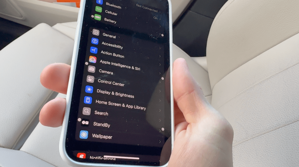 iPhone settings menu.