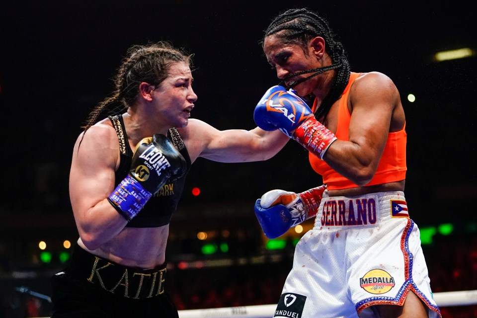 Katie Taylor boxing Amanda Serrano.