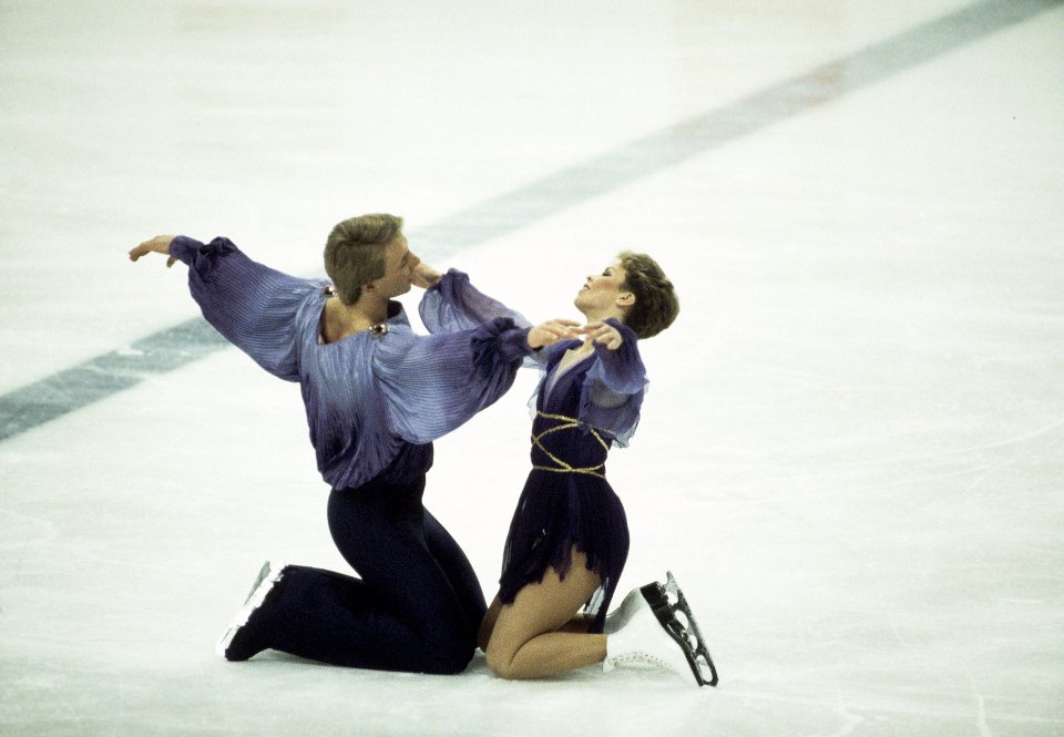 Jayne Torvill and Christopher Dean ice dancing at the 1984 Sarajevo Winter Olympics.