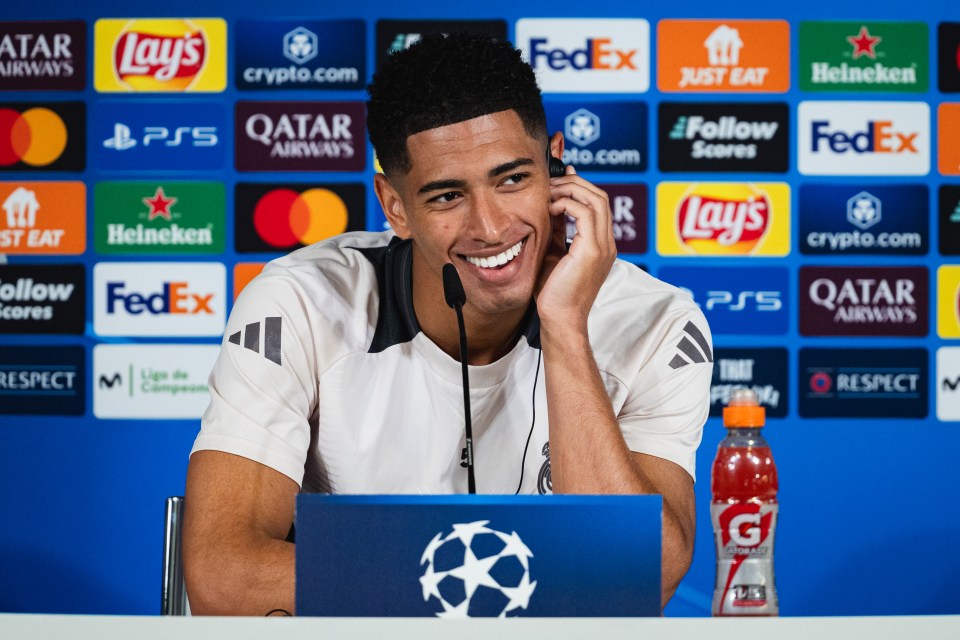 Jude Bellingham at a press conference.