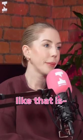 Katherine Ryan speaking into a microphone, making a shocking claim.