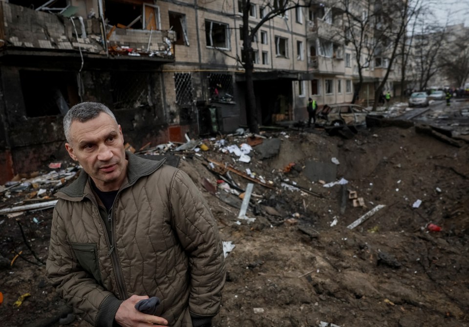 Kyiv Mayor Vitali Klitschko at a missile strike site.