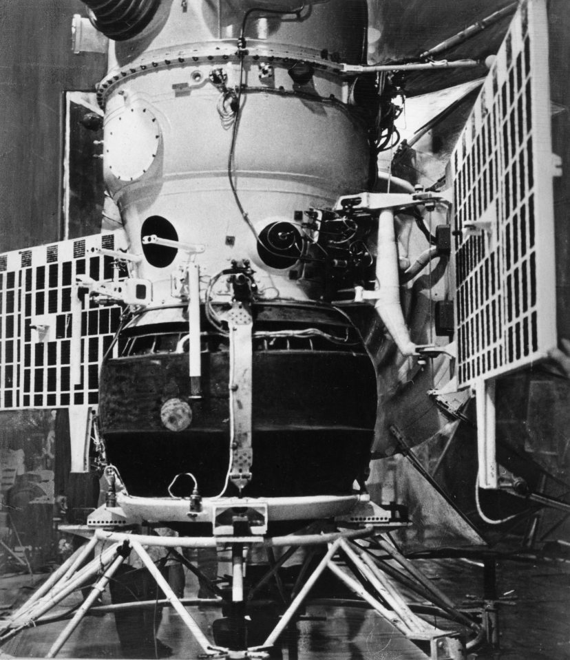 Soviet Venera 4 space probe with landing package attached.