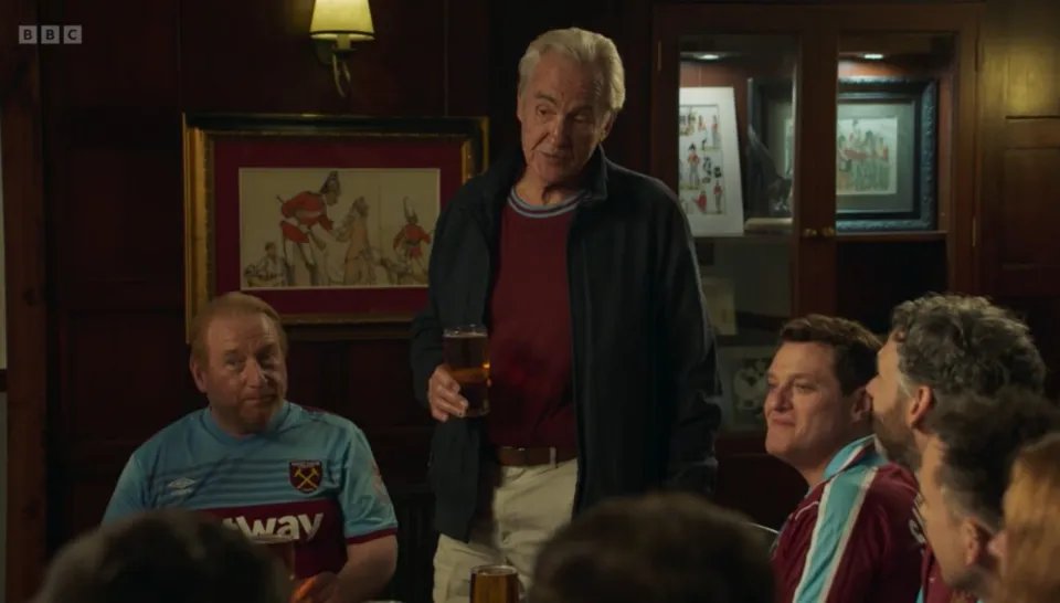Larry Lamb as Mick giving a speech at a stag do in Gavin and Stacey.