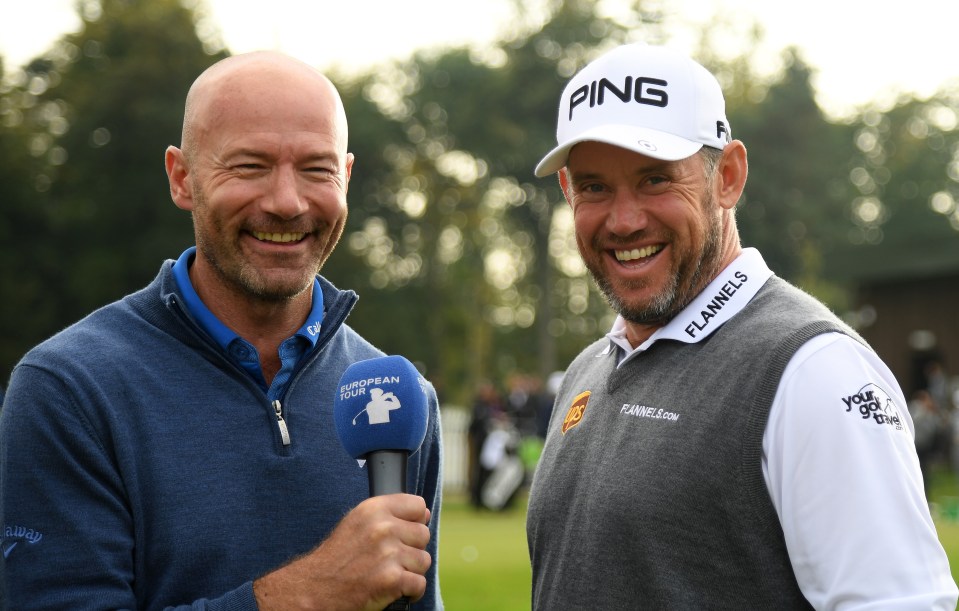 Lee Westwood being interviewed by Alan Shearer.