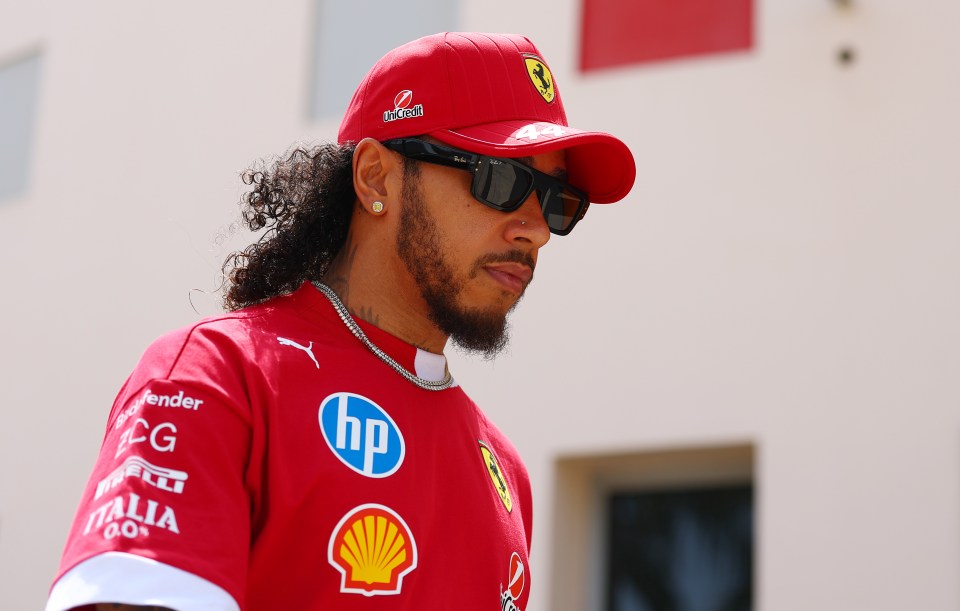 Lewis Hamilton in Ferrari attire.