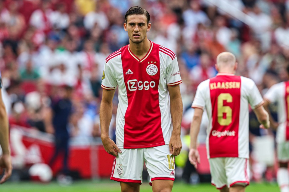 Lorenzo Lucca of Ajax during a soccer match.