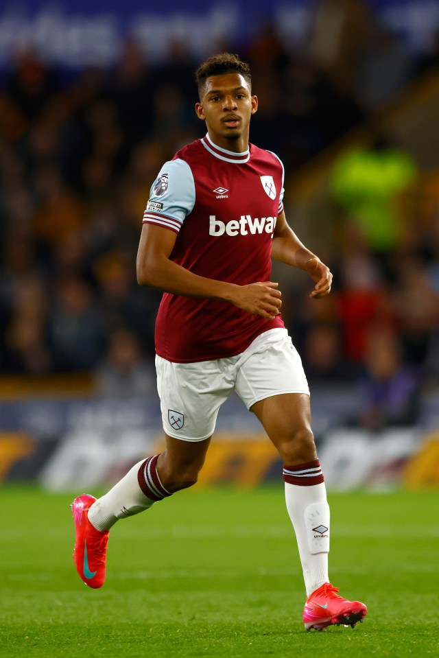 Luis Guilherme of West Ham United at a Premier League match.