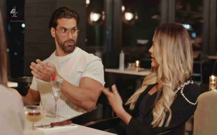 Luke and Amy from Married at First Sight UK having a discussion.