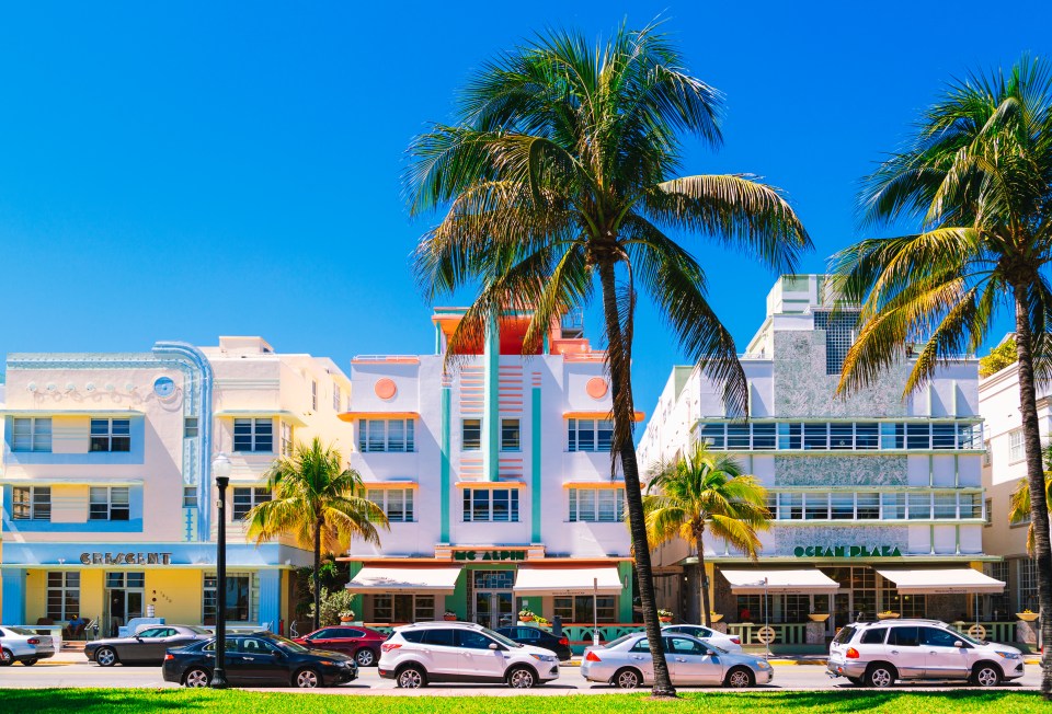 Miami Beach Ocean Drive hotels.