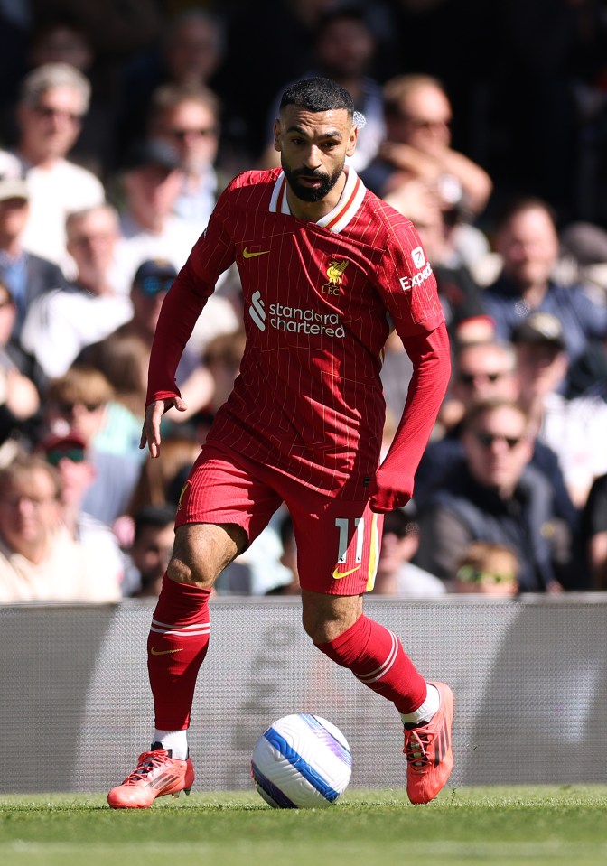 Mohamed Salah of Liverpool controls the ball during a Premier League match.