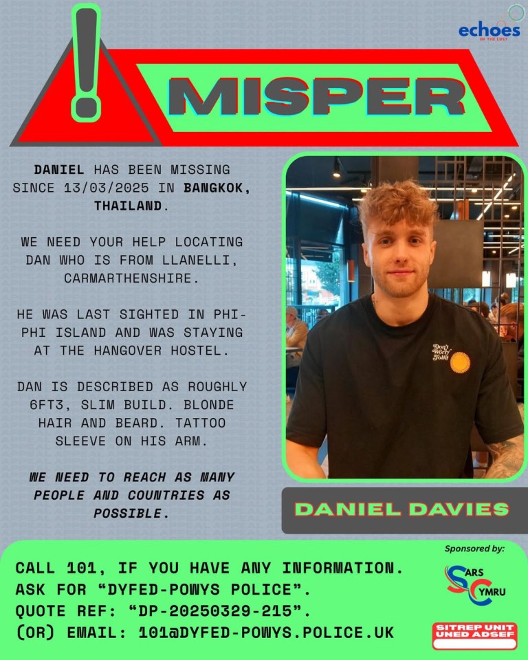 Photo of Daniel Davies, a missing British tourist.