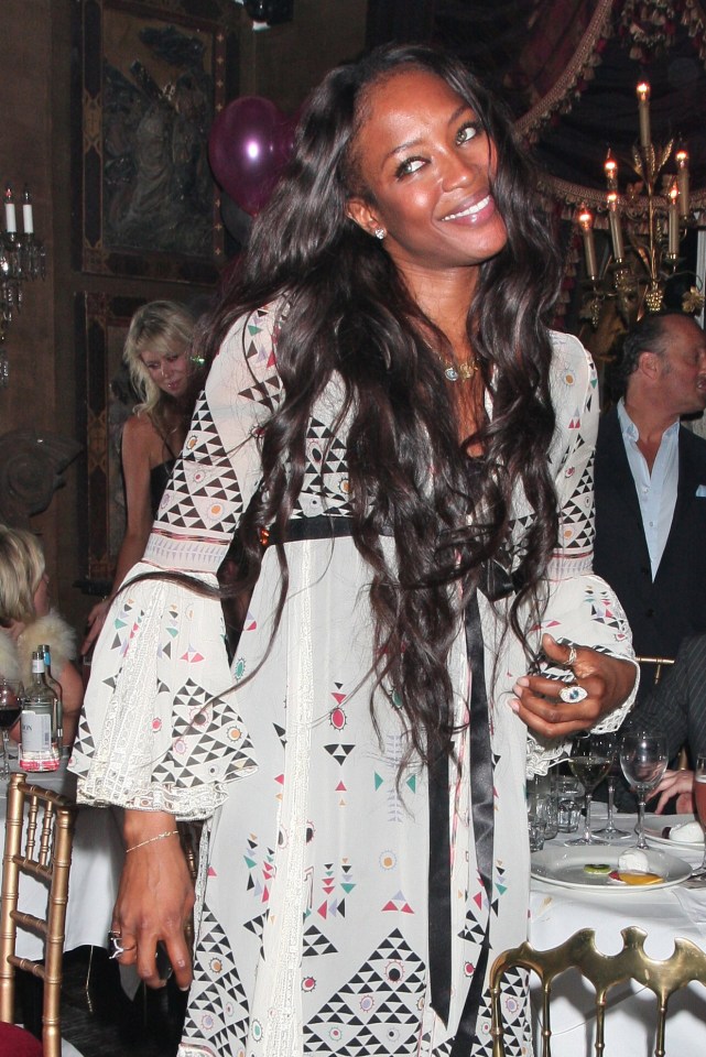 Naomi Campbell at a birthday party.