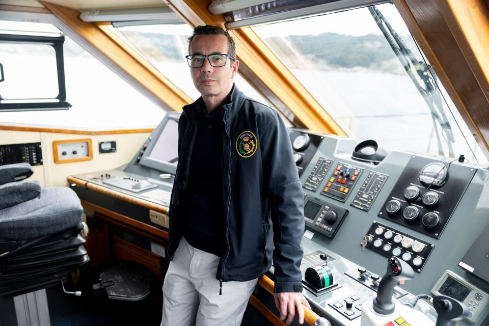 Customs officer on a ship's bridge.