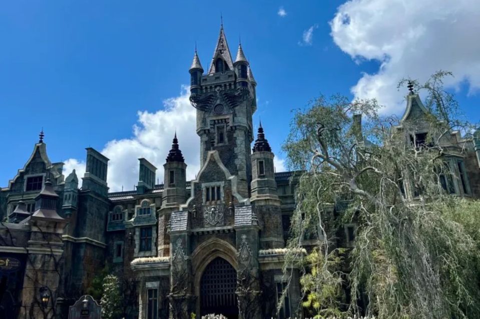 An image collage containing 1 images, Image 1 shows Epic Universe castle exterior