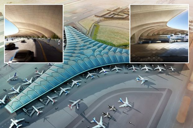 An image collage containing 3 images, Image 1 shows Illustration of Kuwait International Airport, Image 2 shows Illustration of Kuwait International Airport, Image 3 shows Illustration of Kuwait International Airport