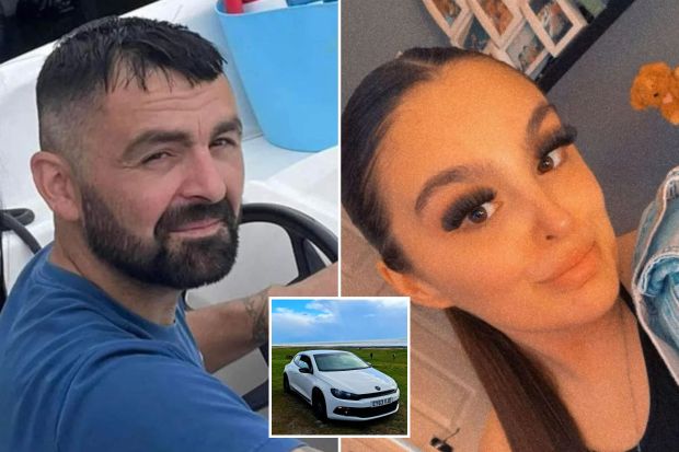 An image collage containing 3 images, Image 1 shows Photo of Michael Barnard, Image 2 shows Woman with long brown hair and a denim jacket, Image 3 shows White Volkswagen Scirocco parked near the ocean