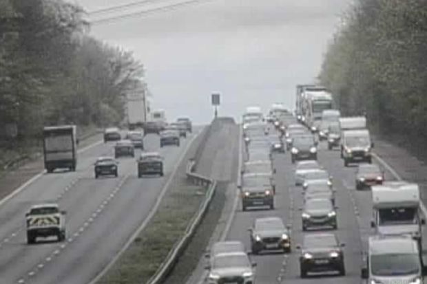 An image collage containing 1 images, Image 1 shows Live traffic on the M6 motorway between junctions 34 and 35