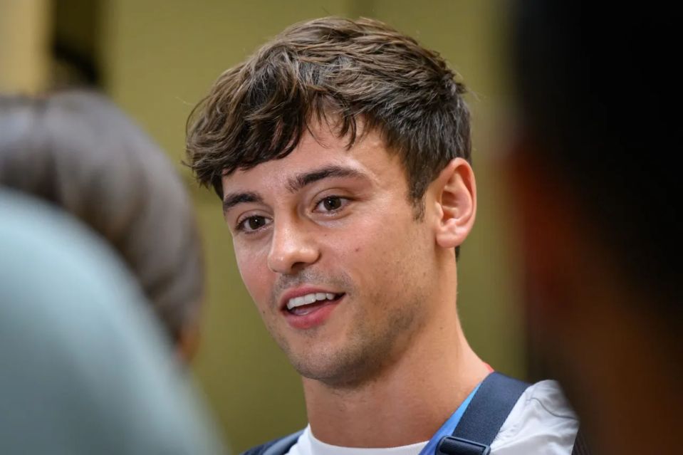 An image collage containing 1 images, Image 1 shows Tom Daley of Team GB at a photocall
