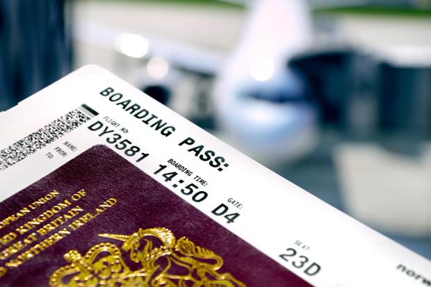 Boarding pass and British passport.