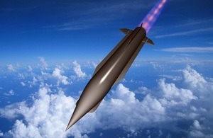 Illustration of a hypersonic missile in flight.
