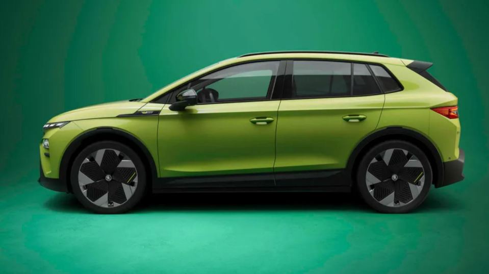 Lime green Skoda Elroq EV.