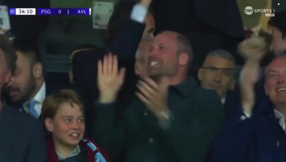 Prince William celebrating an Aston Villa goal.