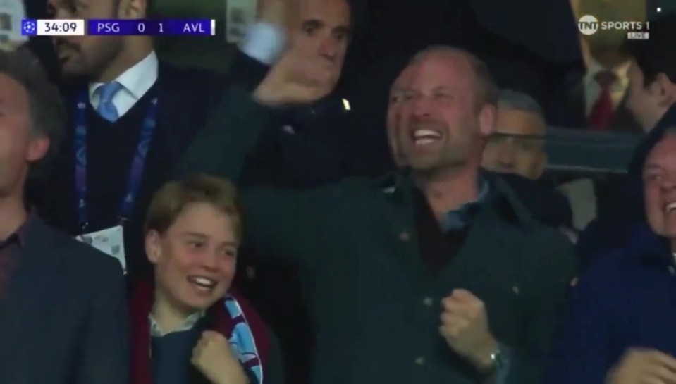 Prince William celebrating an Aston Villa goal.
