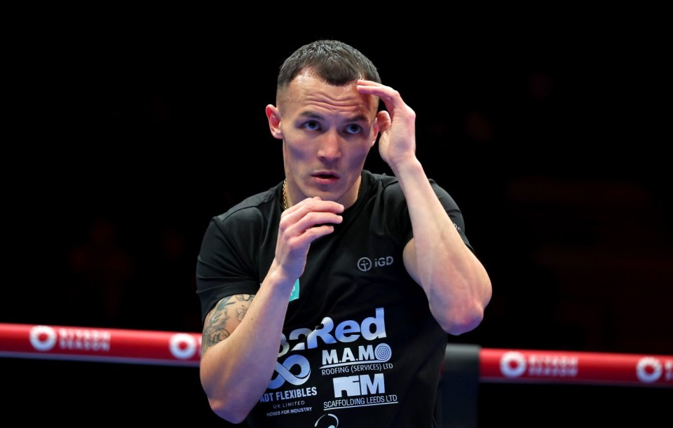 LONDON, ENGLAND - SEPTEMBER 18: Josh Warrington trains ahead of the IBO World Super Featherweight Title fight between Anthony Cacace and Josh Warrington during the open workout as part of the Riyadh Season - Wembley Edition card at Wembley Arena on September 18, 2024 in London, England. (Photo by Richard Pelham/Getty Images)