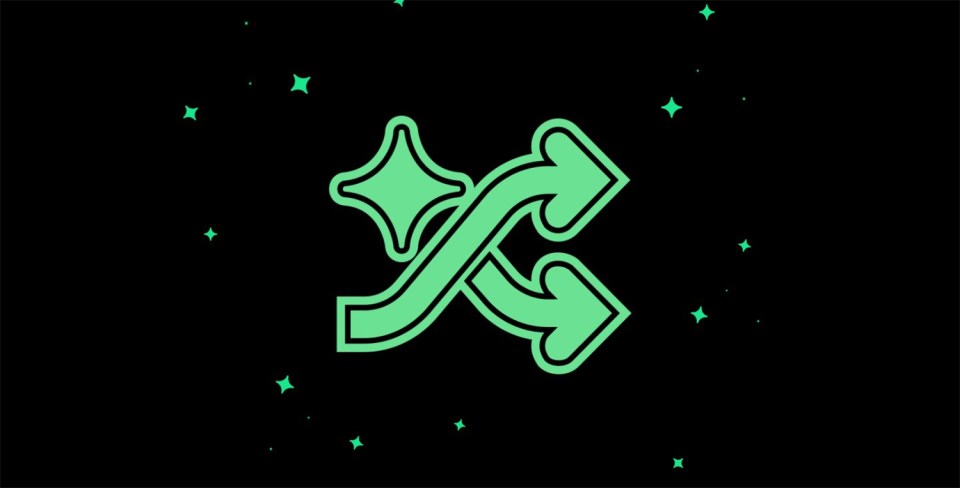 Illustration of two arrows crossing, with a sparkle.