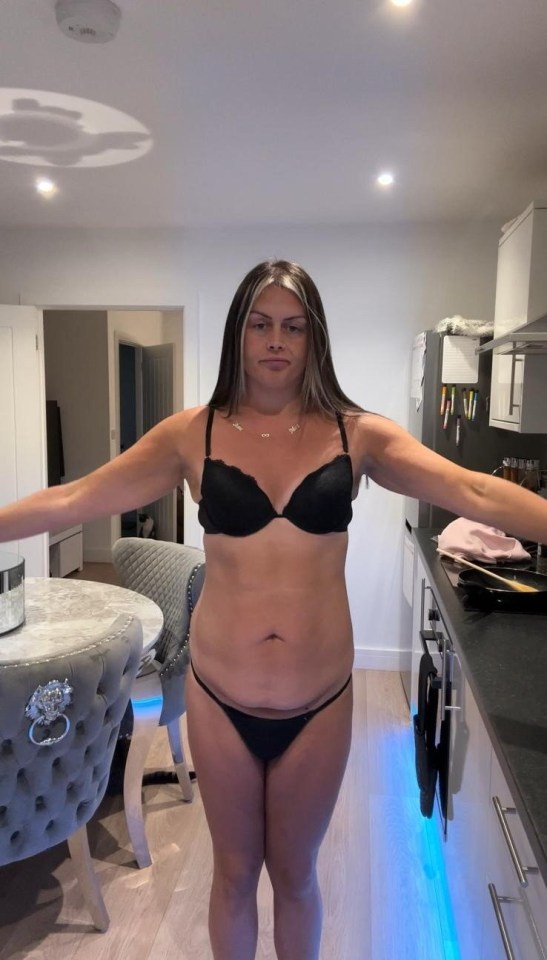 Woman in underwear after weight loss.