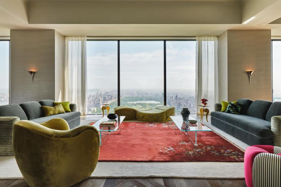 Living room with city view.