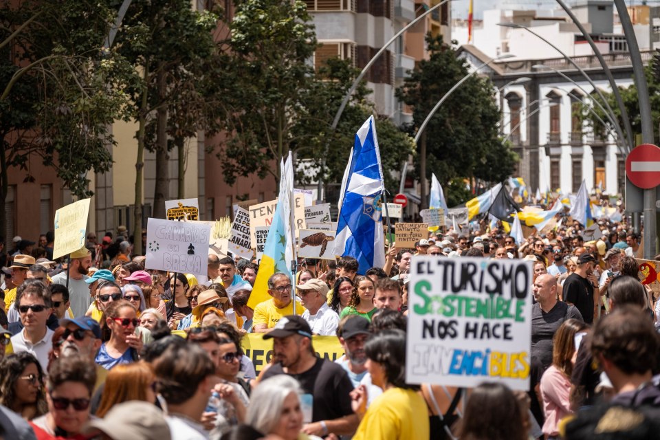 Protest in Canary Islands against mass tourism.