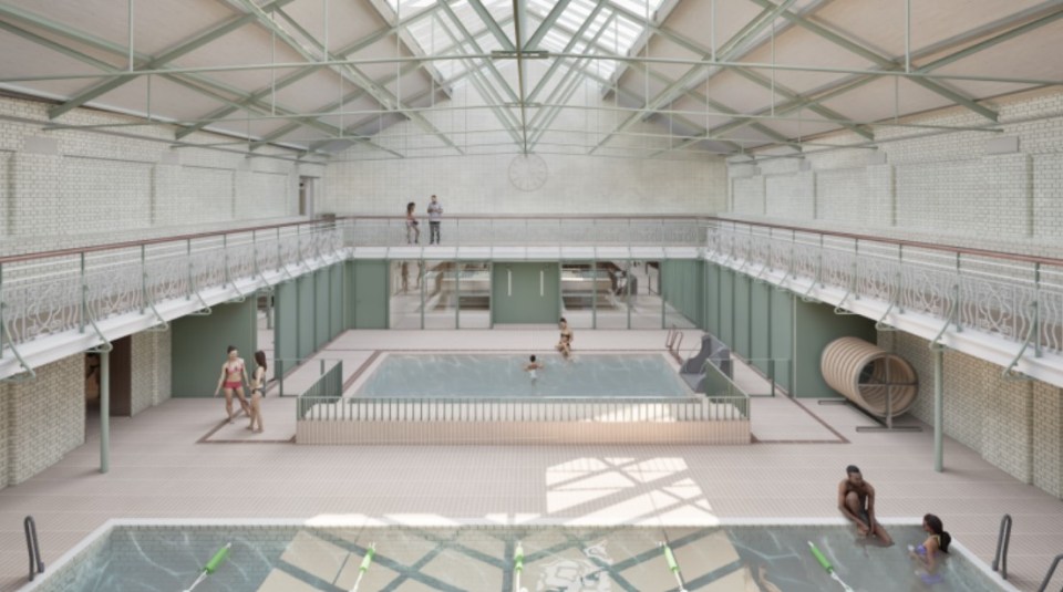Illustration of the renovated Kings Hall Leisure Centre.