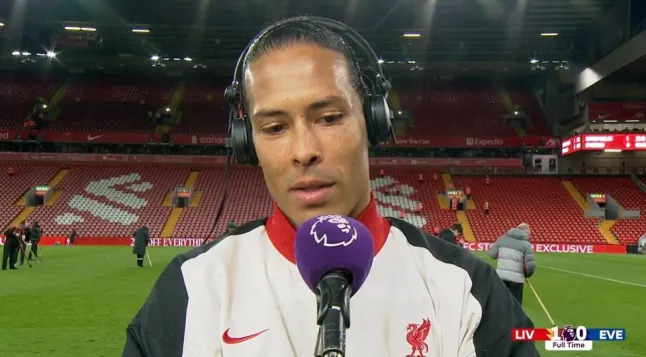 Virgil van Dijk in post-game interview at Anfield.