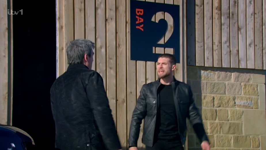 Emmerdale's Caleb confronts Joe at Bay 2.