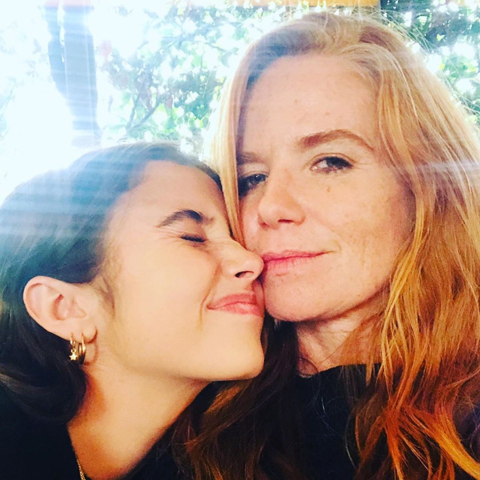 Patsy Palmer and Emilia hugging.