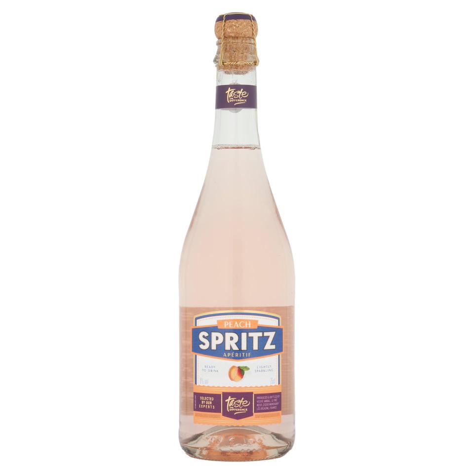 Bottle of Sainsbury's Peach Spritz.