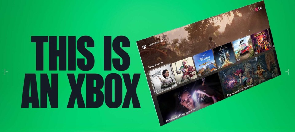 Xbox cloud gaming interface showing various games.