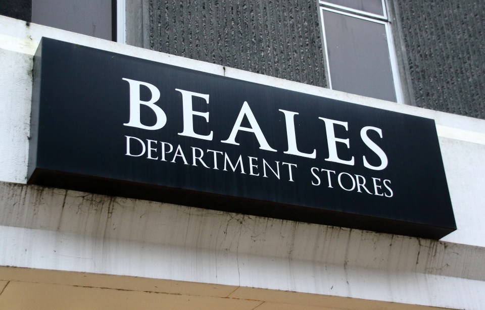 Beales Department Stores sign on a building.
