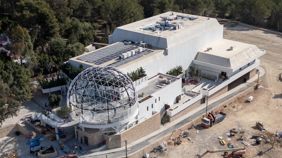Aerial view of the UNVRS nightclub under construction in Ibiza.