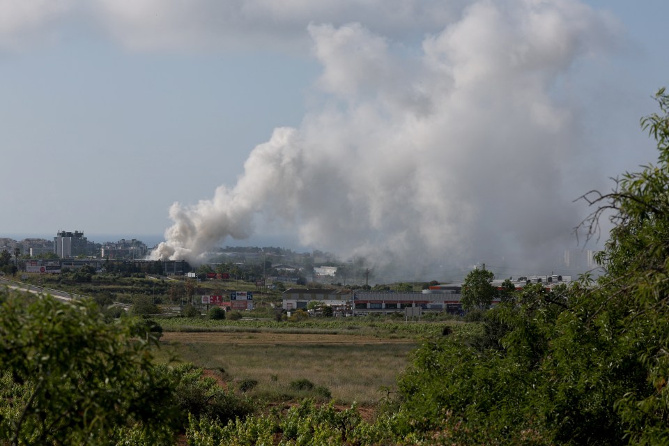 Smoke billowing from a fire near Barcelona.