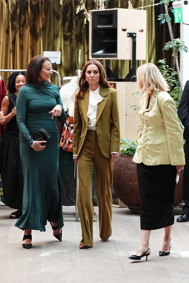 The Princess of Wales with Caroline Rush and Laura Weir at the British Fashion Council.