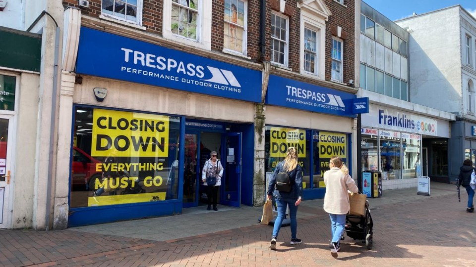 Trespass store closing down sale in Ipswich.
