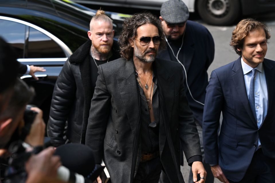 Russell Brand arriving at Southwark Crown Court.