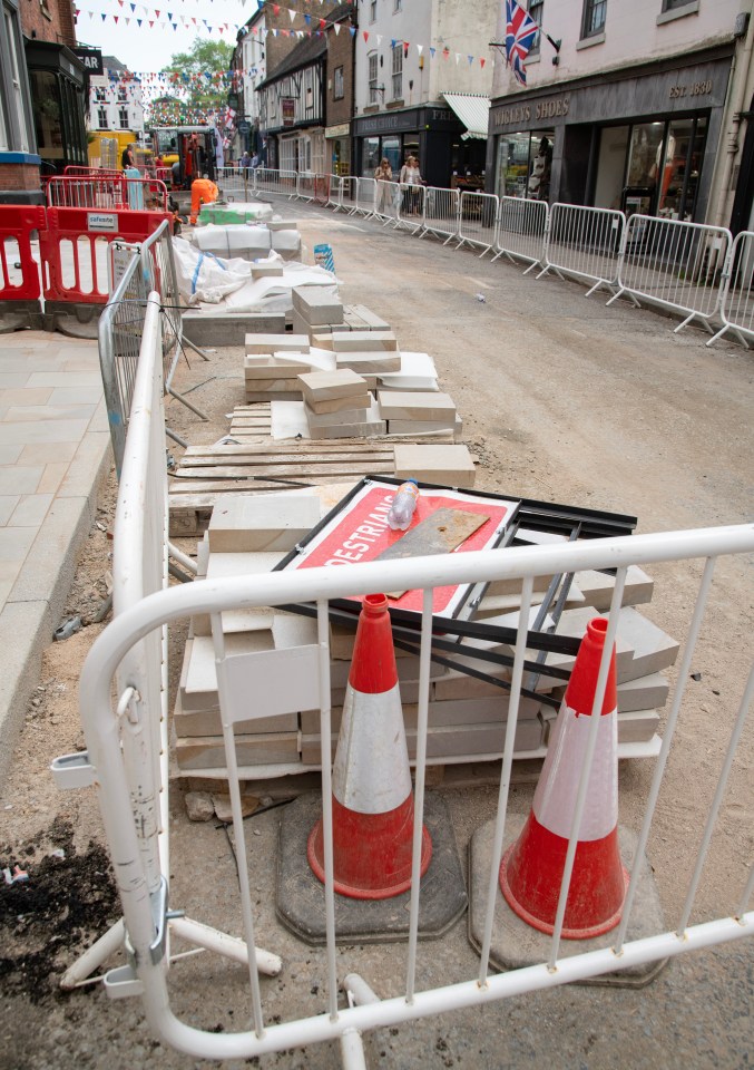 Roadworks in Ashbourne, Derbyshire.